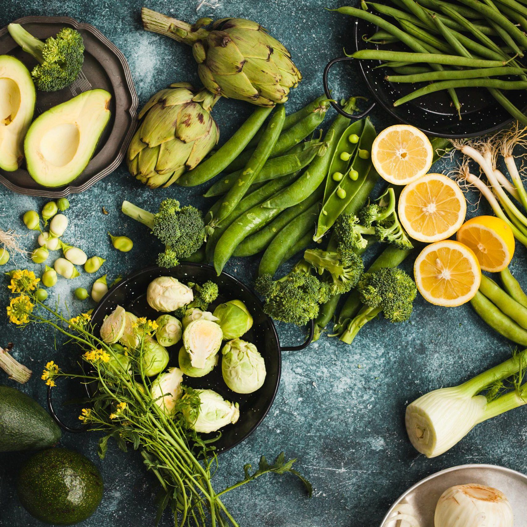 Greenery collection. variety of green vegetables and lemons. top view. Greenery collection. variety of green vegetables and lemons. top view.